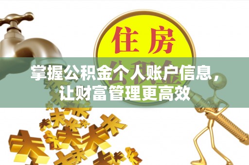 泾县掌握公积金个人账户信息，让财富管理更高效